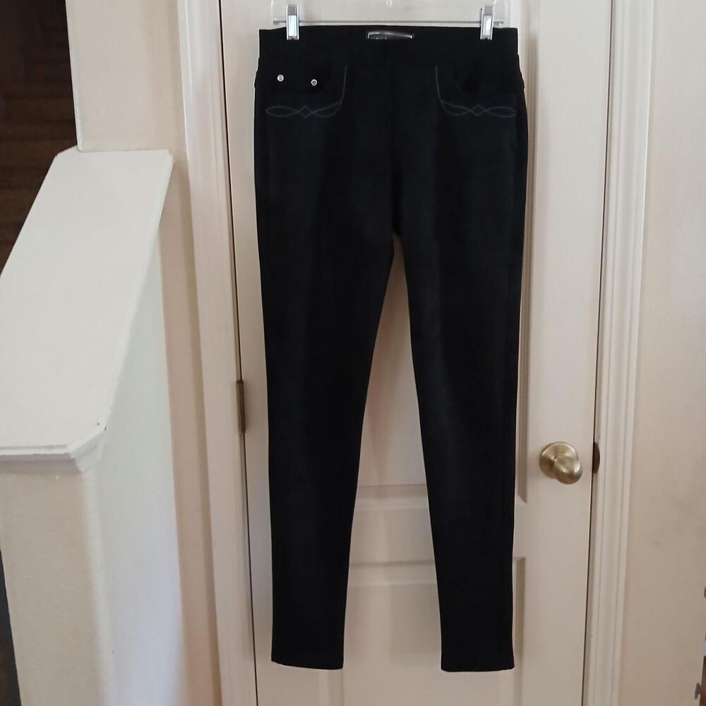 Double D Ranch Black Faux Suede Embroidered Western Skinny Pants S Boho Cowgirl